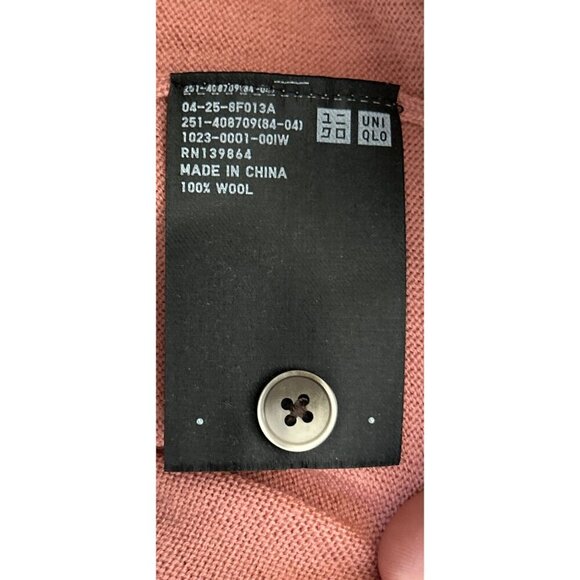 Uniqlo Womens Pink Wool Button-Up Cardigan Sweater Size M - Picture 7 of 8